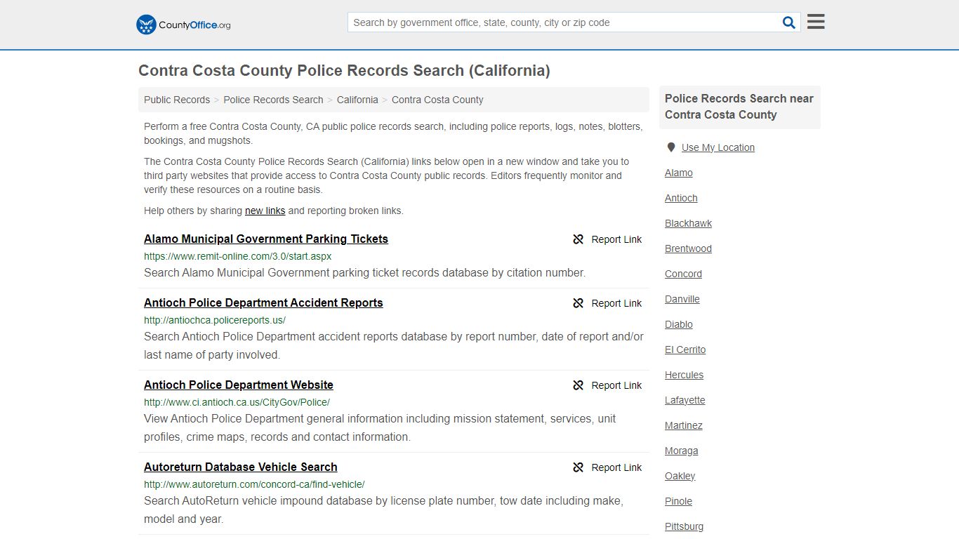 Contra Costa County Police Records Search (California)